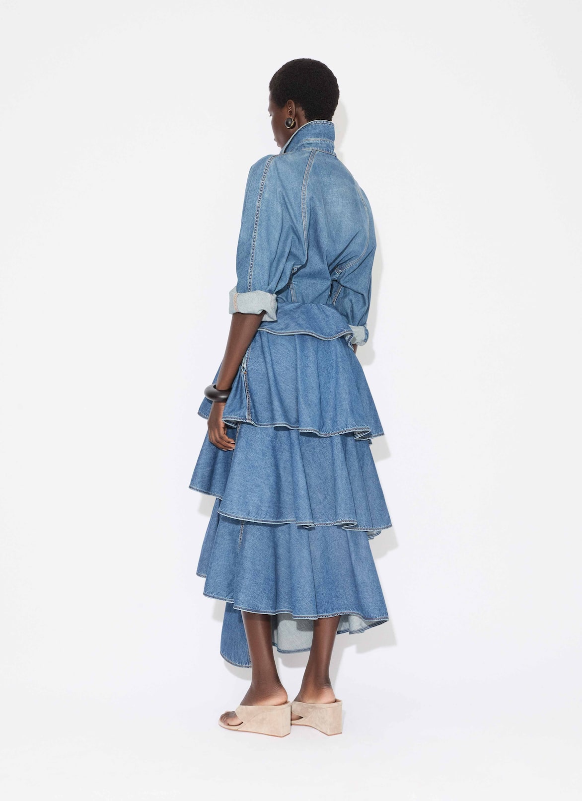 DENIM SPIRAL SKIRT ALAÏA MINERAL DENIM SPIRAL SKIRT
